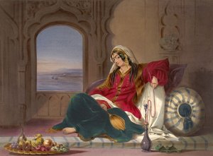 Kandahári rangú hölgy, dohányos, 1848 alkotó: Robert Carrick