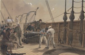 A kábel összeillesztése a Great Eastern fedélzetén történt első baleset után, 1865. július 25., 1865-66. alkotó: Robert Charles Dudley