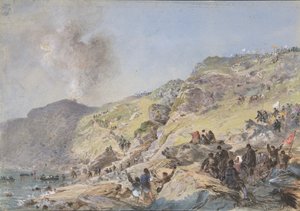 A sziklák, Foilhummerum-öböl, Valentia, a pont, ahol a kábel partvége..., 1865, 1865 alkotó: Robert Charles Dudley