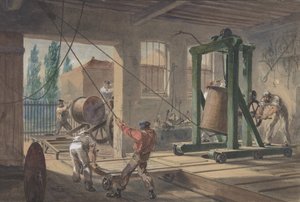 A gyárban tartályokba szállított guttapercha borítású vezetőhuzal tekercsei..., 1865-66. alkotó: Robert Charles Dudley