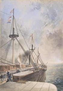 Kilátás hátrafelé a kikötői lapátdobozról a Nagy Kelet fedélzetén..., 1865-66. alkotó: Robert Charles Dudley