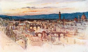 Firenze városa a Piazzale Michelangelo, San Miniato felől (színes litográfia) alkotó: Robert Charles Goff