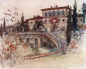 A Villa Palmieri (színes litográfia) alkotó: Robert Charles Goff