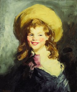 Lány nagy kalapban, alkotó: Robert Cozad Henri