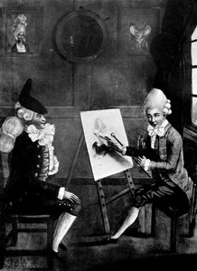 A makarónifestő, vagy Billy Dimple a képéhez ül, 1770 alkotó: Robert Dighton