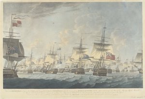 Kamperduini csata (1797): a brit flotta támadása A brit flotta képe 1797. október 11-én délben, leszállás a holland flotta megtámadására (...) (cím a tárgyon)