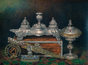Tintatartó, Papírsúly, Vadászkés vagy Tőr, Fedett Tazza, Papírsúly, 1863
