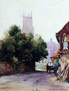 St. Albans, Ködös reggel (akvarell, papír) alkotó: Robert E. Groves