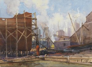 Torontói Hajóépítés, 1918 (wc papíron) alkotó: Robert Ford Gagen