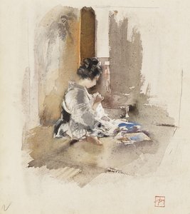 Japán lányvarrás, 1890 alkotó: Robert Frederick Blum