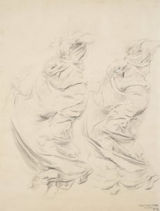 Vázlat drapériáról, valószínűleg a Moods to Music falfestményhez, 1893-95 (grafit és sárga ceruza szőtt papíron) alkotó: Robert Frederick Blum