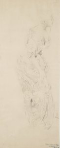 Vázlat egy nőről virágmintás ruhában, esetleg Moods to Music falfestményhez, 1893-98 (grafit és sárga ceruza szőtt papíron) alkotó: Robert Frederick Blum