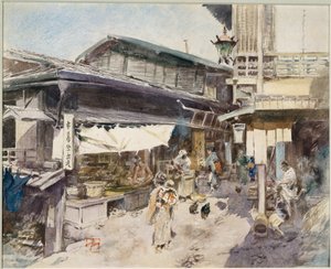 Utcai jelenet Ikaóban, Japán (akvarell) alkotó: Robert Frederick Blum