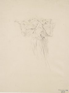 Tanulmány a Moods to Music falfestmény drapériáiról, 1893-95 (grafit sárga ceruzával, szőtt papíron) alkotó: Robert Frederick Blum