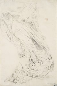 Tanulmány a Moods to Music falfestmény drapériáiról, 1893-95 (grafit sárga ceruzával, krémszínű papíron) alkotó: Robert Frederick Blum