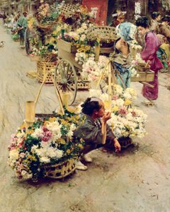 A virágpiac, Tokió, 1892 alkotó: Robert Frederick Blum