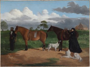 Mrs Adolphus Sceales Black Jimmie-vel a Merrang állomáson, 1856 alkotó: Robert Hawker Dowling