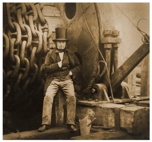Isambard Kingdom Brunel az SS Great Eastern kilövőláncai által, 1857