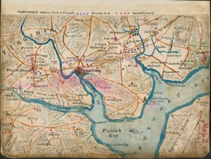 (A Potomac folyó alsó folyásának térképe, amely a csákányvonalakat mutatja, 1862. január) LOC gvhs01.vhs00059
