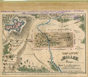"Camp Lawton" a Georgia állambeli Millenben - 1864. november 14-én mintegy 8600 foglyot tartottak itt fogva. LOC gvhs01.vhs00054
