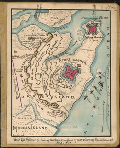 Q. A. Gillmore tábornok földsáncai a Wagner-erőd előtt, Morris Island, S.C., 1863. július LOC gvhs01.vhs00152