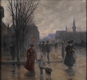 Esős este a Hennepin Avenue-n, 1902 körül