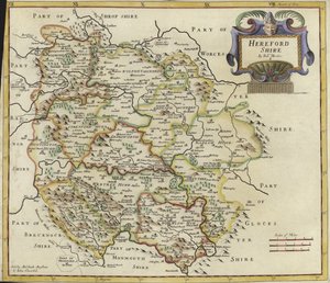 Herfordshire térképe (színes metszet)
