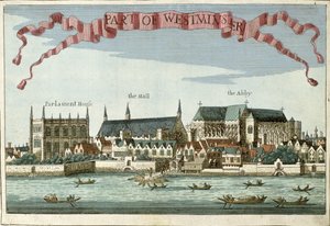 A Westminster az apátságot, a Hallt és a Parlamentet mutatja be "A Book of the Remarkable Places in and about the London" című könyvből, 1700 körül alkotó: Robert Morden