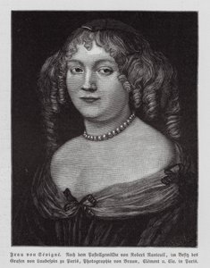 Madame de Sevigne, francia írónő (metszet)