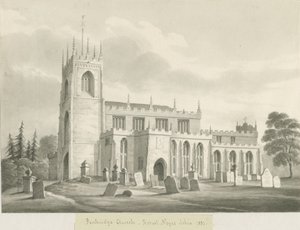 Penkridge templom: szépia mosás rajza, 1831