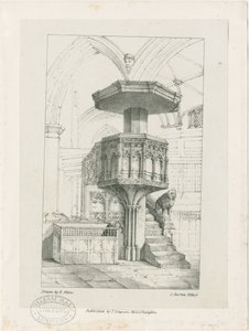 Wolverhampton – Szószék a Szent Péter-templomban: litográfia, nd [c 1844] (nyomtatás)