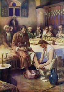 Jézus megmossa a tanítványok lábát (színes litó)
