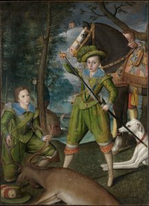 Henry Frederick (1594–1612), walesi herceg Sir John Haringtonnal (1592–1614) a vadászmezőn