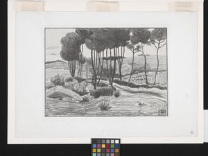 Nyárfák (litográfia) alkotó: Robert Polhill Bevan