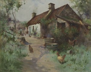 Bothy baromfival (olaj, vászon)
