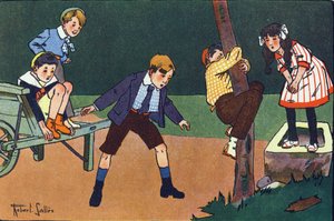 Egy macskasügér. Gravírozás „”-be Mit játszunk? E. Weber „” Robert Salles (1871-1929) akvarell rajzaival. Librairie Garnier Freres, Párizs alkotó: Robert Salles