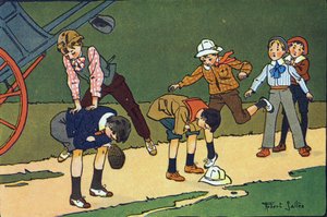 Ugrás bárány. Gravírozás „”-be Mit játszunk? E. Weber „” Robert Salles (1871-1929) akvarell rajzaival. Librairie Garnier Freres, Párizs