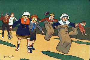 A táskaverseny. Gravírozás „”-be Mit játszunk? E. Weber „” Robert Salles (1871-1929) akvarell rajzaival. Librairie Garnier Freres, Párizs alkotó: Robert Salles