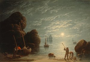 Holdfény tengerparti jelenet