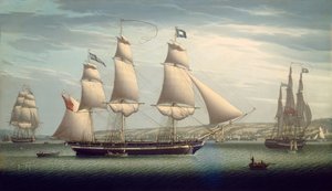 A "Favorite" hajó manőverezik Greenock előtt