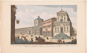 Gezicht op de kerk Santo Spirito in Sassia te Rome Kilátás a római Szentlélek templomra és kórházra (cím a tárgyon) Róma (sorozat címe) alkotó: Robert Sayer