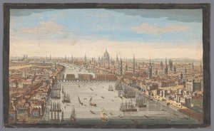 Kilátás London városára London városának általános képe, a Temze folyó mellett (cím a tárgyon) London (sorozat címe) alkotó: Robert Sayer