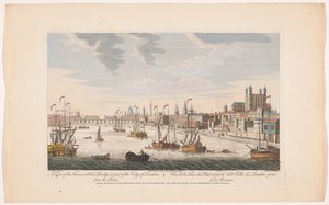 Kilátás London városára a Temze felől Kilátás a Towerre, a híddal és London város egy részére. A folyóból (cím az objektumon) London (sorozat címe) alkotó: Robert Sayer