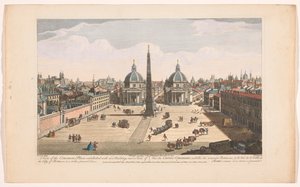 Gezicht op het Piazza del Popolo Rómában Kilátás a Common Place-re, új épületekkel díszítve, és kilátás Róma városára, ahogyan jelenleg is van (cím a tárgyon) Róma (sorozat címe) alkotó: Robert Sayer