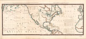 Diagram, amely Kalifornia, New Albion partjait és az északi orosz felfedezéseket tartalmazza; a Kamtschatka-félszigettel, Ázsiában, vele szemben; és szigetek, a Csendes-óceán felett, a vonaltól északra. Észak-Amerika és Nyugat alkotó: Robert Sayer And John Bennett
