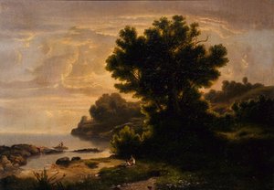 Táj családdal a tó mellett, 1858. alkotó: Robert Seldon Duncanson