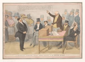 Helyszín a British Museum felett Egyes érdekességeket érintő parlamenti vizsga a British Museumban (cím a tárgyon) Karikatúrák havi lapja 41. sz. (cím a tárgyon) alkotó: Robert Seymour (possibly)