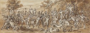 Ábra Tanulmány egy Bacchanalia ünnepségről erdős tájon alkotó: Robert Smirke