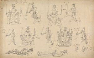 Tanulmányok alakokról és pecsétekről Sandfords Geneal Historyból alkotó: Robert Smirke