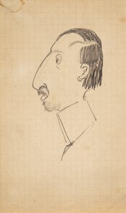 Karl Isakson karikatúrája, a profil balra néz